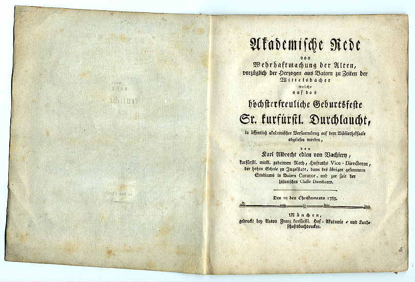 Vachiery, Akademische Rede von Wehrhaftmachung der Alten, vorzüglich der Herzoge