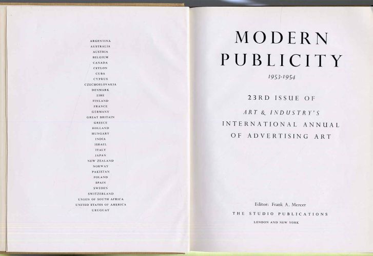 Modern publicity 1953-1954. 23rd issue of Art & Industriy's international annual
