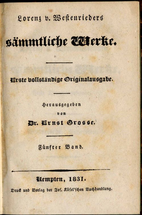 Westenrieder, Sämmtliche Werke. 5. Band.