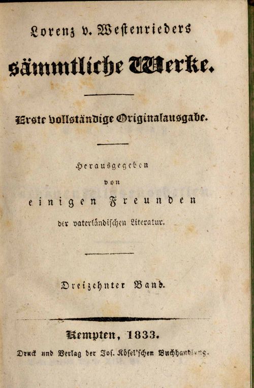 Westenrieder, Sämmtliche Werke. 13. Band.