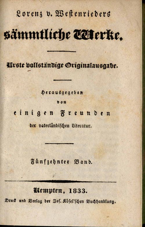 Westenrieder, Sämmtliche Werke. 15. Band.