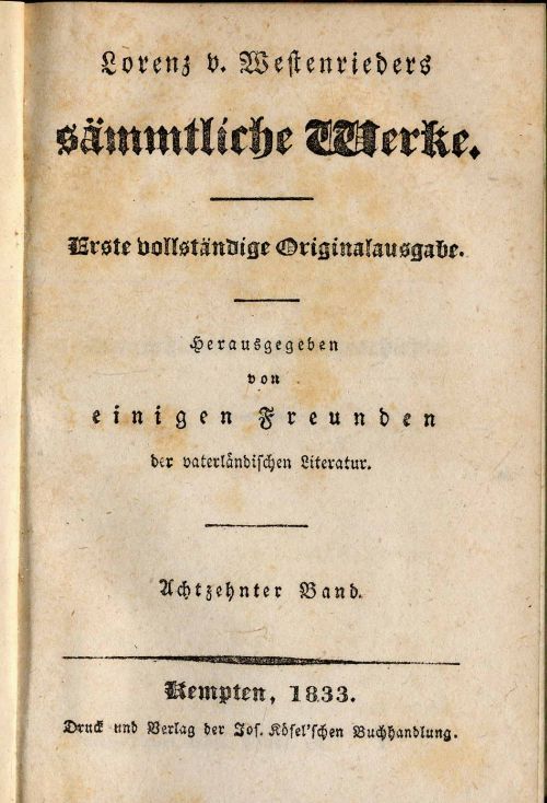 Westenrieder, Sämmtliche Werke. 18. Band.