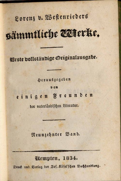 Westenrieder, Sämmtliche Werke. 19. Band.