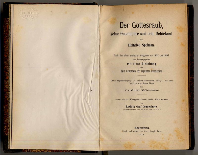 Spelman, Der Gottesraub, seine Geschichte und sein Schicksal. Nach den alten eng