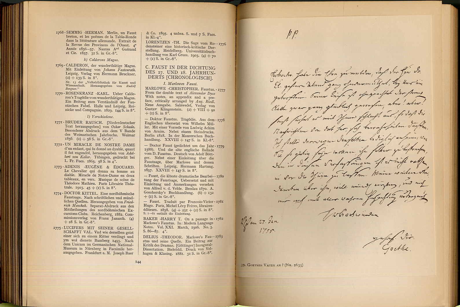 Katalog der Sammlung Kippenberg. Goethe - Faust - Alt-Weimar.