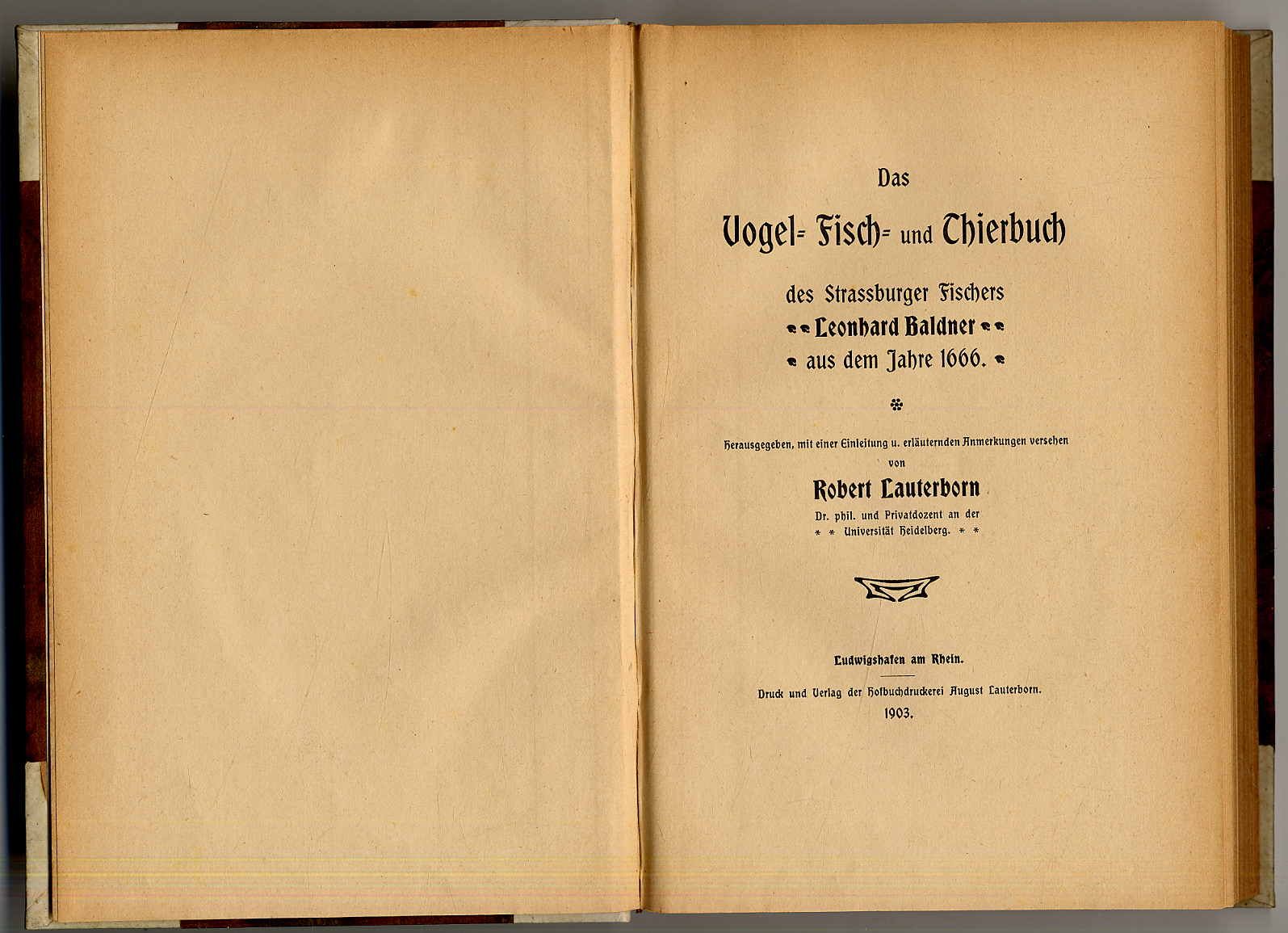Lauterborn, Das Vogel- Fisch- und Thierbuch des Strassburger Fischers Leonhard B