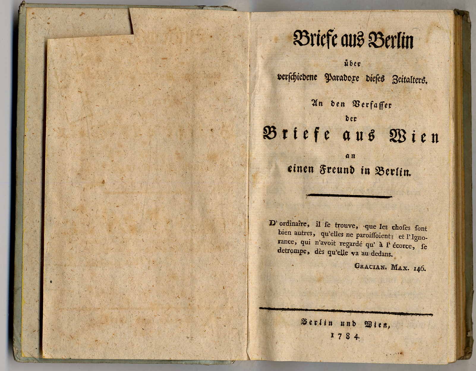 [Pilati, Briefe aus Berlin über verschiedene Paradoxe dieses Zeitalters.