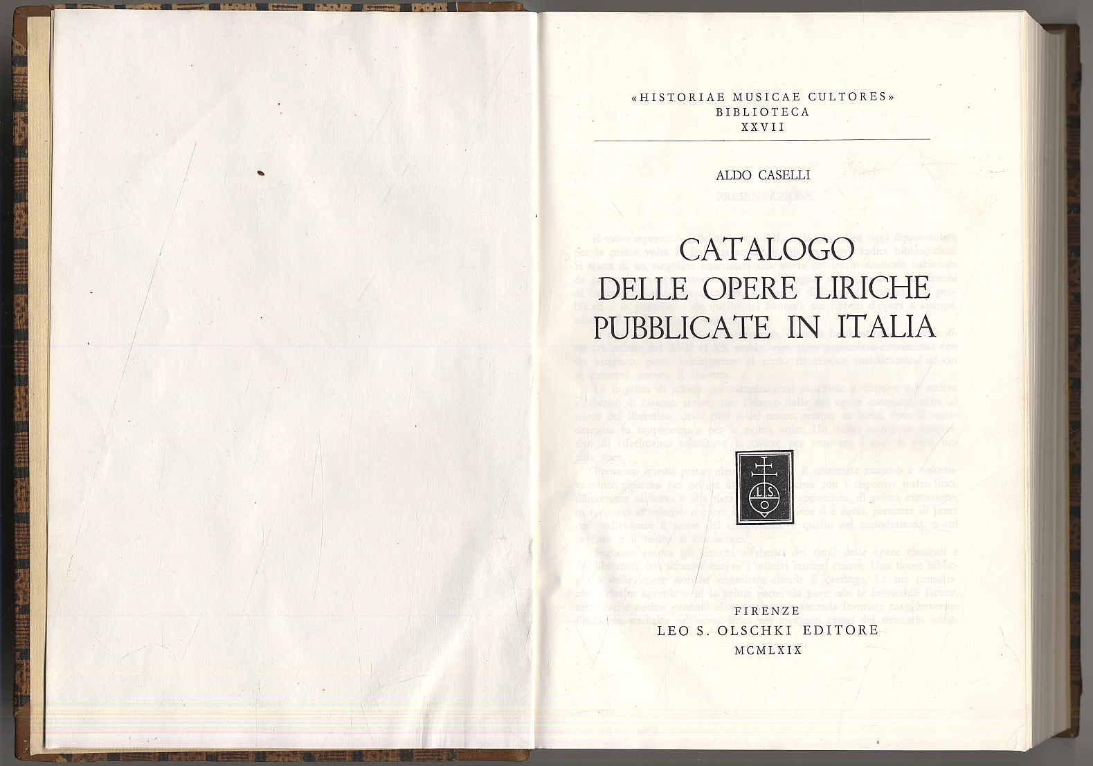Caselli, Catalogo delle opere liriche pubblicate in Italia.