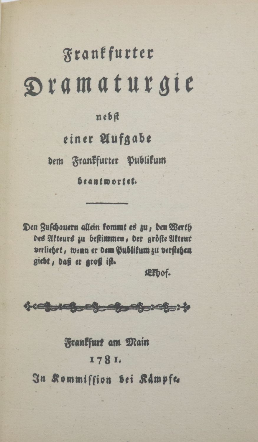 Seyfried, Frankfurter Dramaturgie