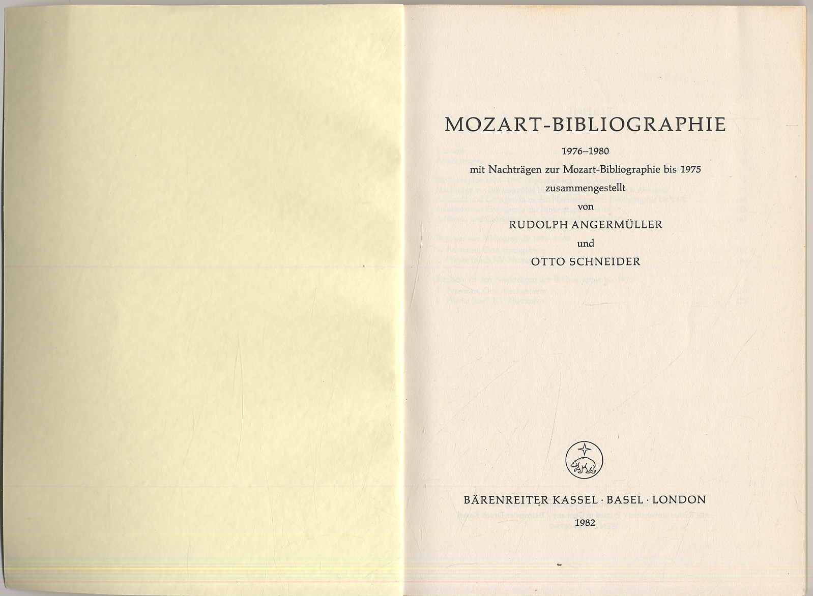 Angermüller, Mozart-Bibliographie 1976-1980 mit Nachträgen zur Mozart-Bibliograp