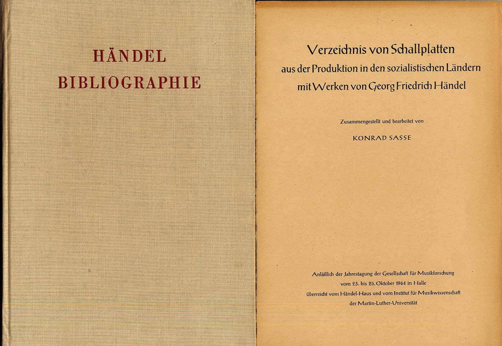 Sasse, Händel Bibliographie. Abgeschlossen im Jahr 1961. + Verzeichnis von Schal
