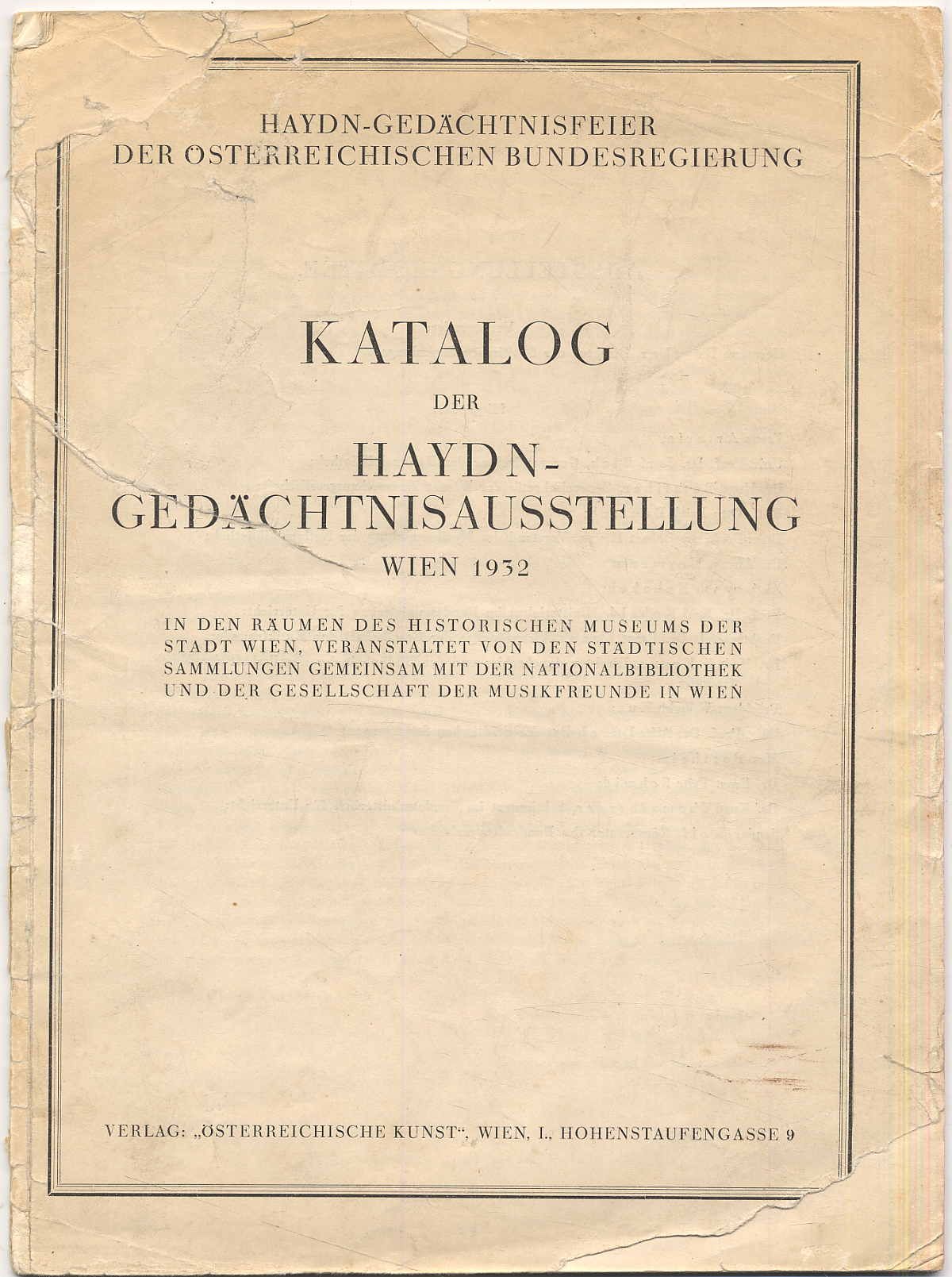 Katalog der Haydn-Gedächtnisausstellung Wien 1932.