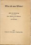 Pfitzner, Was ist uns Weber? Zum 100. Todestag (am 5. Juni) Carl maria von Weber