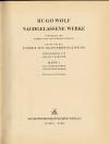 Wolf, Nachgelassene Werke. Vorgelegt von Robert Haas und Helmut Schultz.